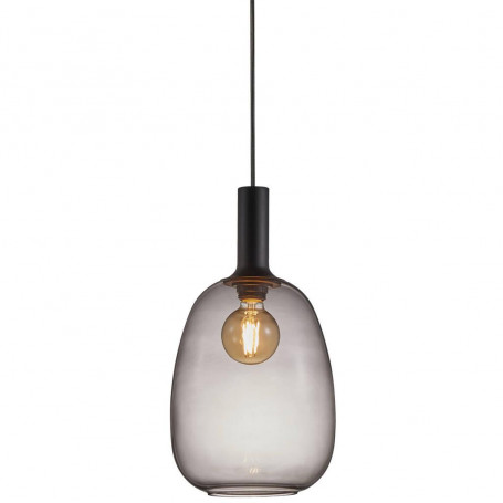 Suspension Alton Noir Verre gris fumé d 23 cm - Nordlux