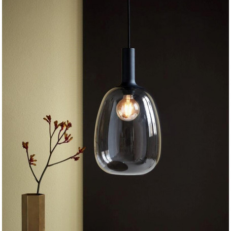 Lustre Industriel 3 Lumières - Laiton & Verre Fumé/Ambre