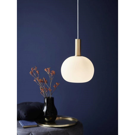 Suspension Alton Laiton/Noir Verre opalin 25 cm - Nordlux