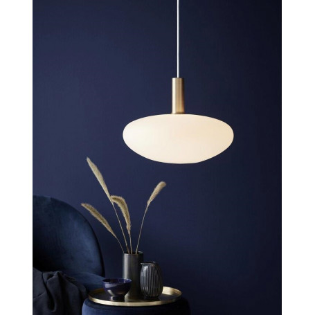 Suspension Alton Laiton/Noir Verre opalin 35 cm - Nordlux