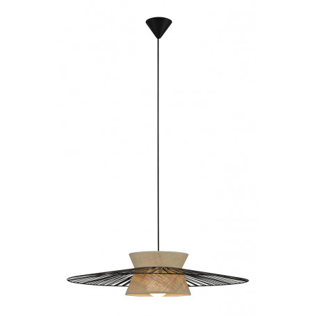 Suspension Paola 70 cm raphia ruban noir - Un autre regard