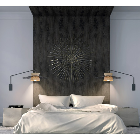 Applique déportée Paline 55 cm raphia ruban noir - Un autre regard