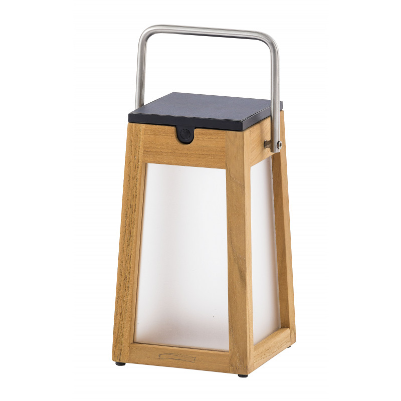 Lanterne LED solaire Tecka en teck - Les Jardins ...