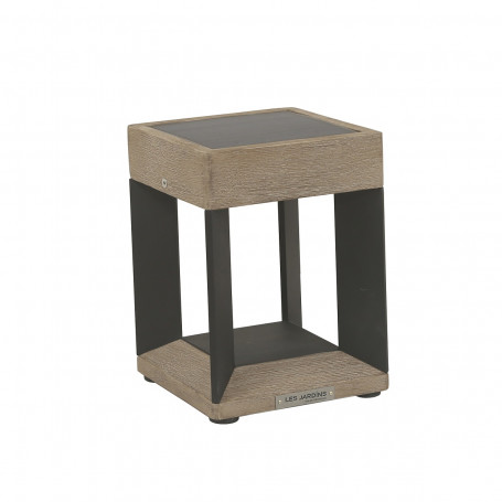 Lampe LED solaire Teckalu en teck et aluminium - Les Jardins