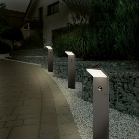 Borne d'extérieur LED avec détecteur de mouvement Pearl - Trio Lighting