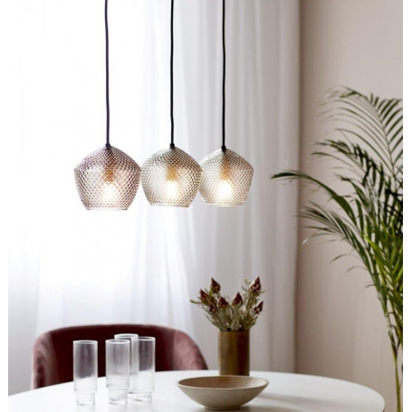 Suspension Orbiform linéaire 3 lampes verre fumé ciselé - Nordlux