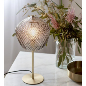 Lampe à poser LUMIERE GRANDE AVEC VARIATEUR de Foscarini, Pied Champagne,  Diffuseur Blanc chaud