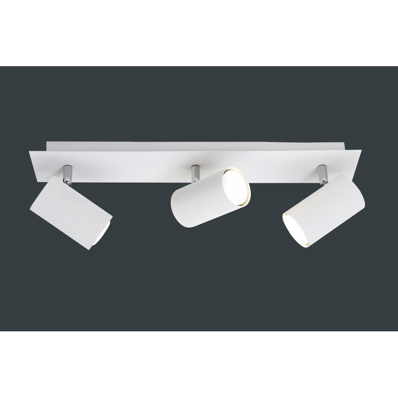 Faretti Barra 3 Spots Luci Cilindri Gabbia Metallo Nero Legno 44 cm