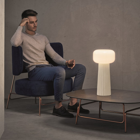 Lampe Faro en céramique et verre opalin - Mantra
