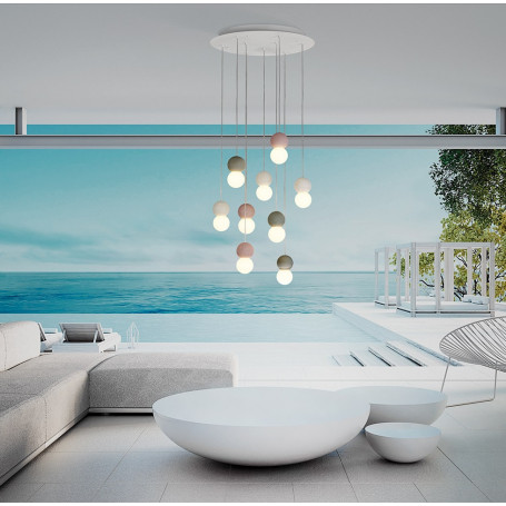 Suspension Galaxia 9 lampes en Ciment - Mantra