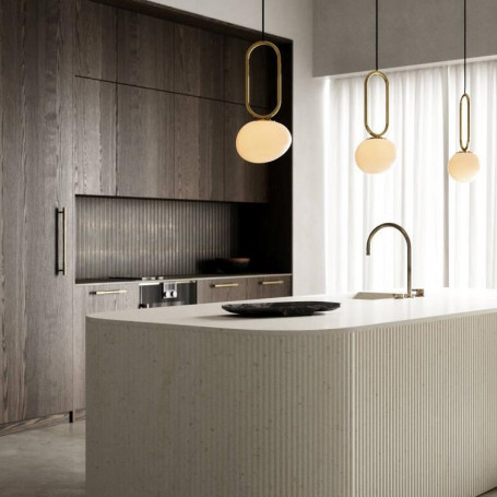 Suspension Shapes 27 Laiton brillant et verre opalin - Nordlux