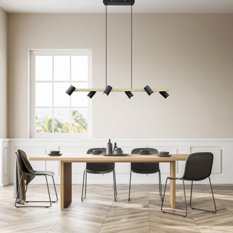Suspension Marley 6 spots - Doré et noir- Trio Leuchten