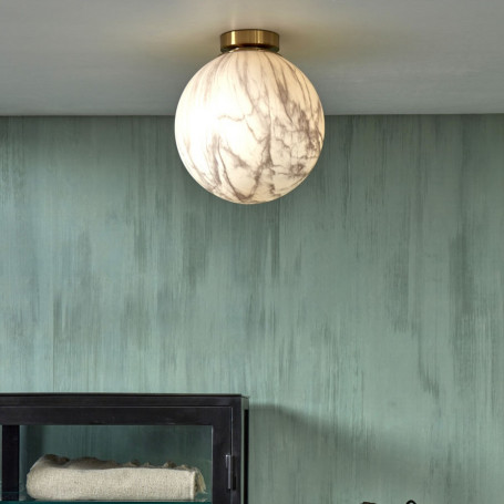 Plafonnier Carrara Verre effet marbre 28 cm - It's about ROMI