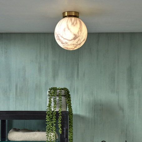 Plafonnier Carrara Verre effet marbre 22 cm - It's about ROMI