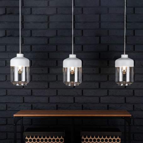 Suspension linéaire Amaretto 3 lampes en métal et verre - Britop
