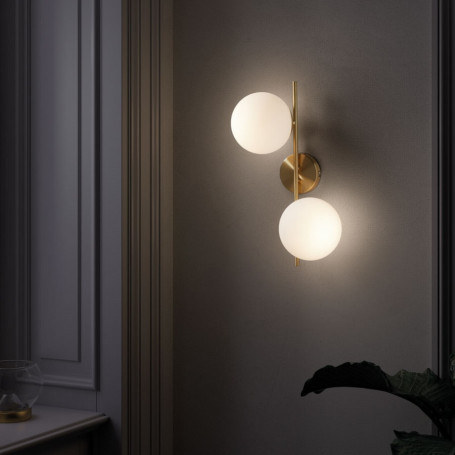 Applique Rondo 2 lumières Verre opalin Laiton - M.D.C.