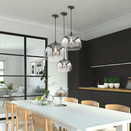 Lustre Suspension Industrielle En Verre Holophane – Pour Cuisine Ou Salon
