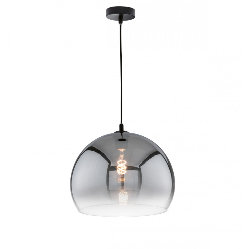 Luminaire Bronks Suspension Verre Mercurisé Gris Ø18 X H30cm - 40W Style Vintage