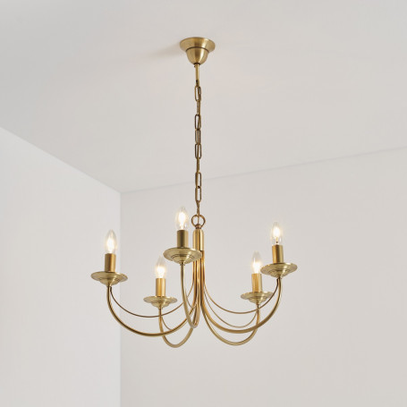 Lustre bougies Châtelet 5 lampes Laiton massif - CVL luminaires