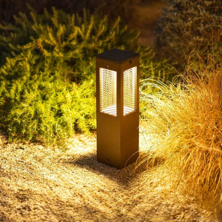Borne LED solaire Tradition Corten 40 cm - Les Jardins