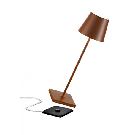 Zafferano Poldina Pro Lampe De Table Sans Fil – Rechargeable, Tactile, 2200-3000K Dimmer, IP65 Extérieur, H38 Cm Blanc
