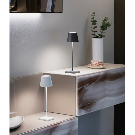 Zafferano Poldina Pro Lampe Table Rechargeable Sans Fil Contrôle Tactile - Blanc 38 Cm