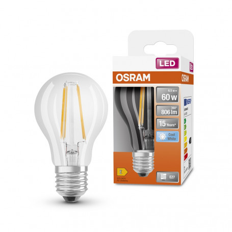 Ampoule LED filament Standard 6.5 W Claire Blanc naturel - Osram