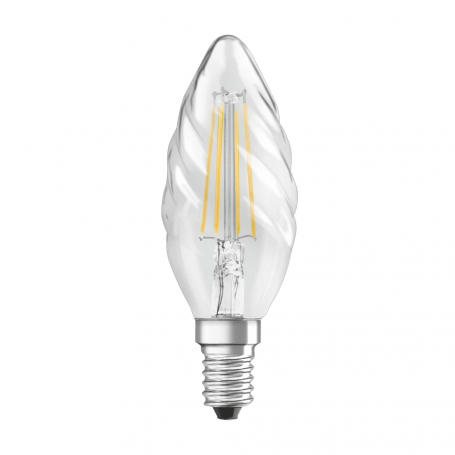 Ampoule LED à filament 4W Flamme Torsadée Claire E14 OSRAM