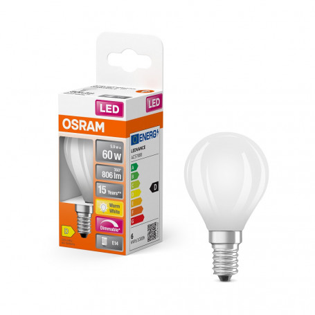 Ampoule LED Sphérique 5.5 W Dimmable Dépolie E14 - Osram