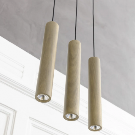 Suspension LED tube Chimes en bois - Umage