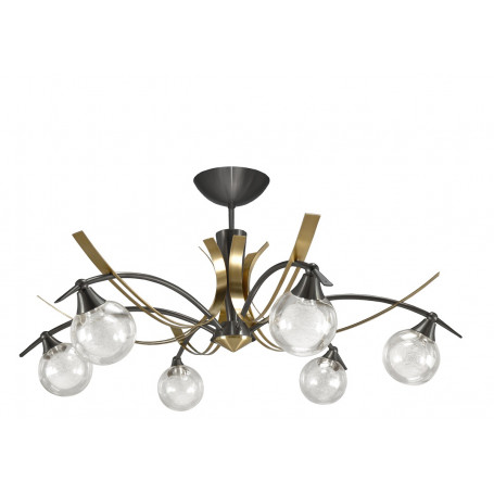 Lustre Oriya 6 lampes Graphite/Laiton - CVL luminaires