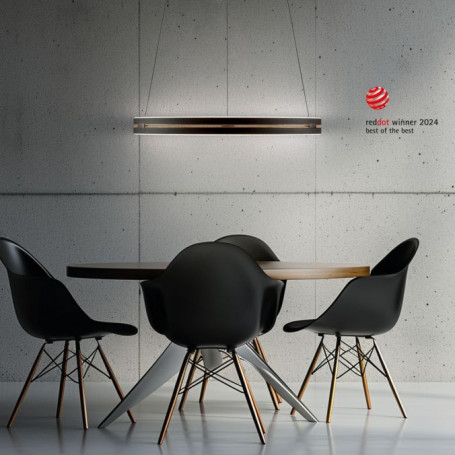 Suspension LED CCT Pure-E-Loop télécommande Noir/Chêne - Paul Neuhaus