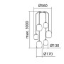 Suspension Jap 6 lampes verre opalin - M.D.C.