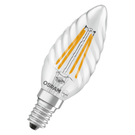 Ampoule LED à filament 3.4W Flamme Torsadée Claire E14 OSRAM