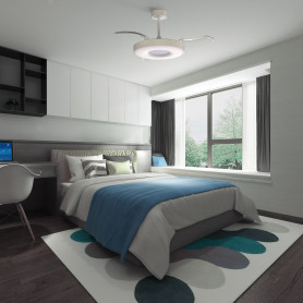 Ventilateur à éclairage LED Coin à pales rétractables - Mantra
