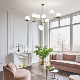 Lustre Gourmet 9 globes opalin - Ideal Lux