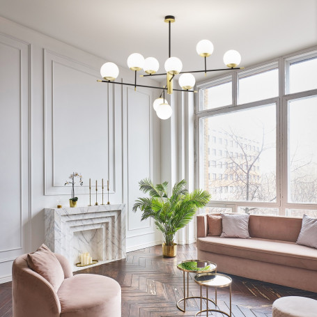 Lustre Gourmet 9 globes opalin - Ideal Lux