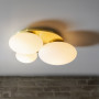 Plafonnier Ninfea Laiton Verre opalin - Ideal Lux