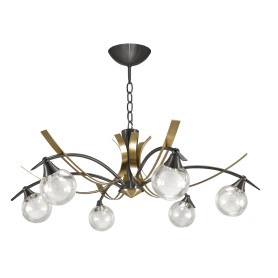 Lustre Maori 6 lampes Graphite/Laiton