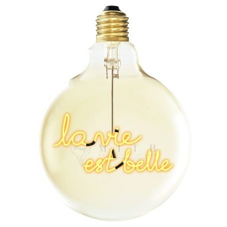 Ampoule LED à filament ambrée La vie est belle à suspendre