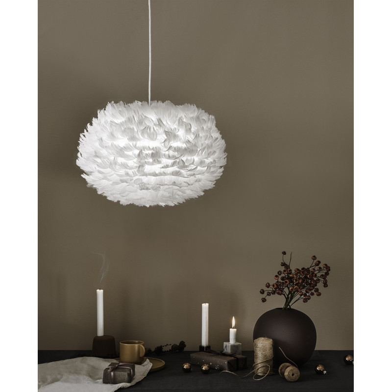 Abat-Jour Plumes Naturelles Ø40 Cm – Élégant Et Doux Pour Suspension, Lampe De Table Ou Lampadaire