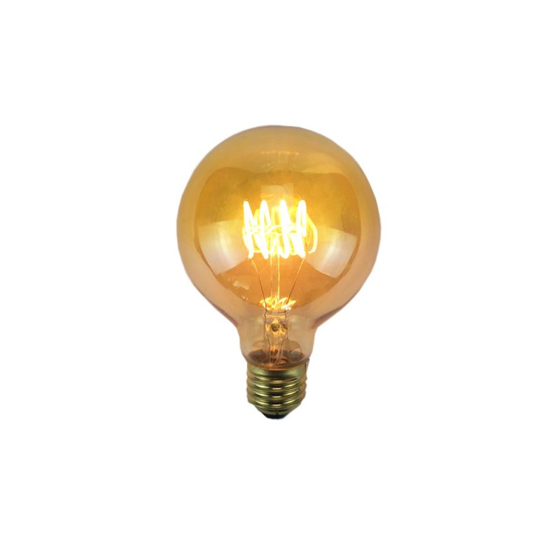 Ampoule LED à filament globe 8cm ambrée 4W E27