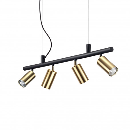 Suspension Dynamite 4 lampes Noir/laiton - Ideal Lux