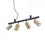 Suspension Dynamite 4 lampes Noir/laiton - Ideal Lux