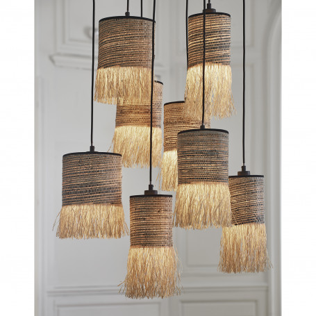 Suspension grappe Formentera 8 lumières Raphia - Market Set